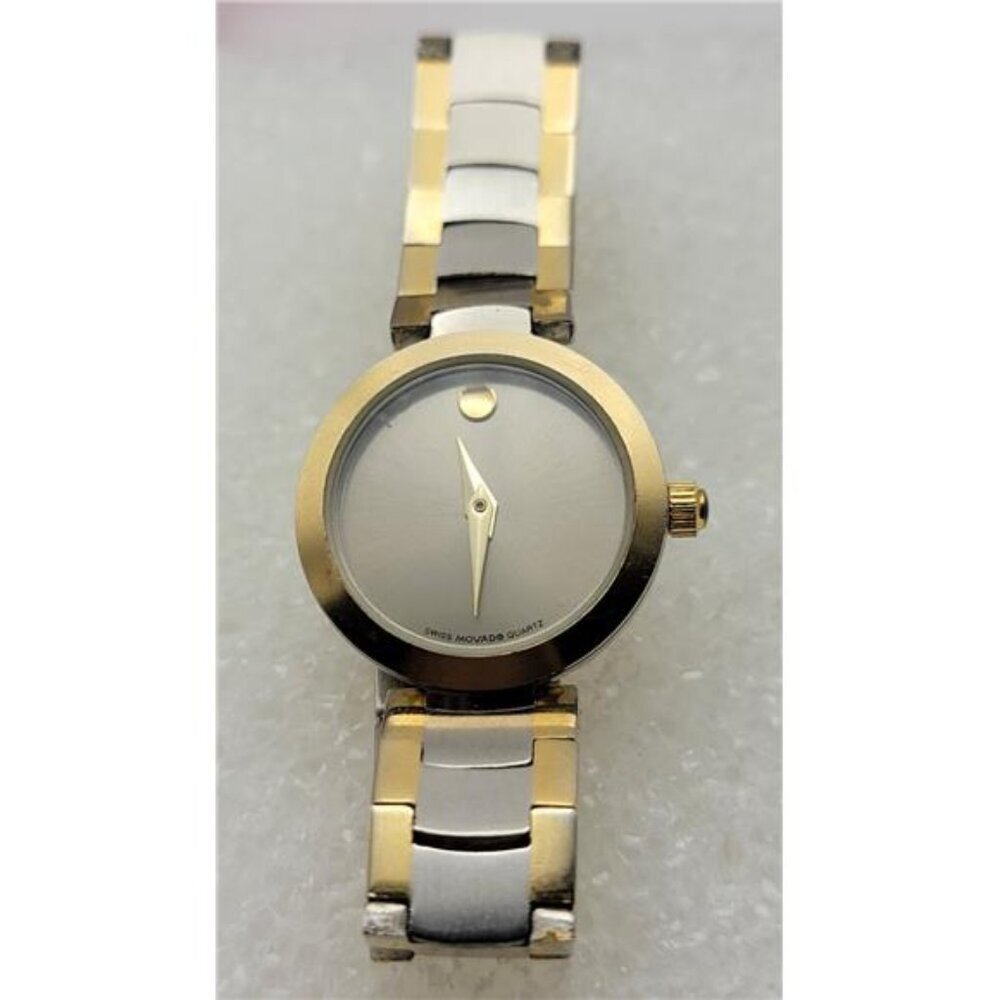 Movado Museum Quartz Women Watch 23mm Two Tone Gold Silver Swiss Made 5.5"